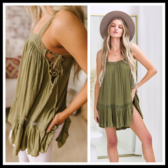 FREE PEOPLE BOHO SLIP DRESS A-LINE MINI A3C - Picture 5 of 8